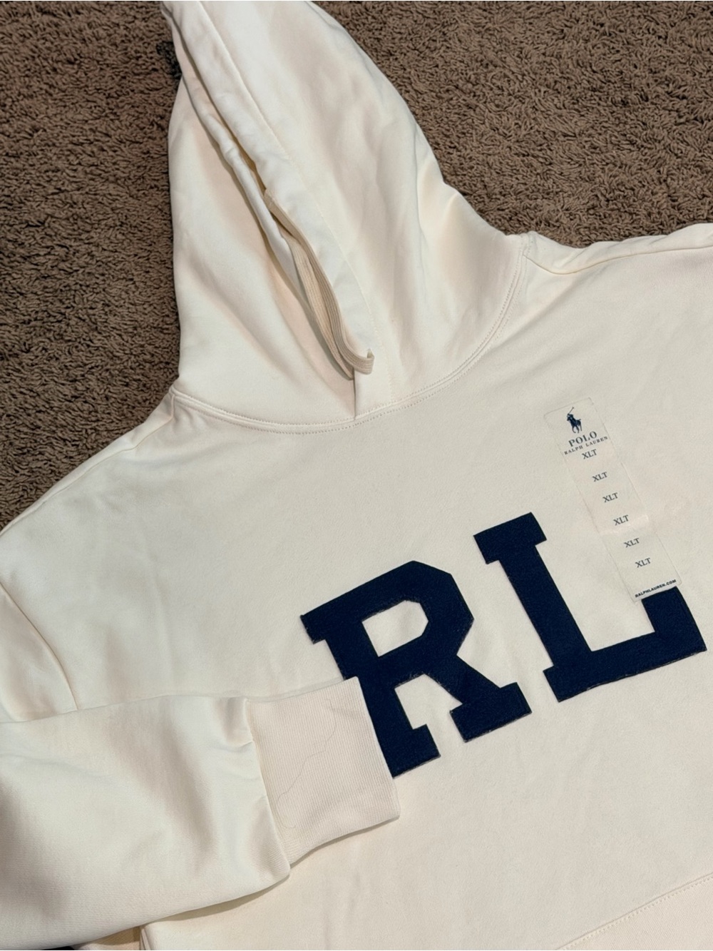 Polo Ralph Lauren "RL" Fleece Hoodie Sweatshirt with Blue Letters Mens XLT NWOT
